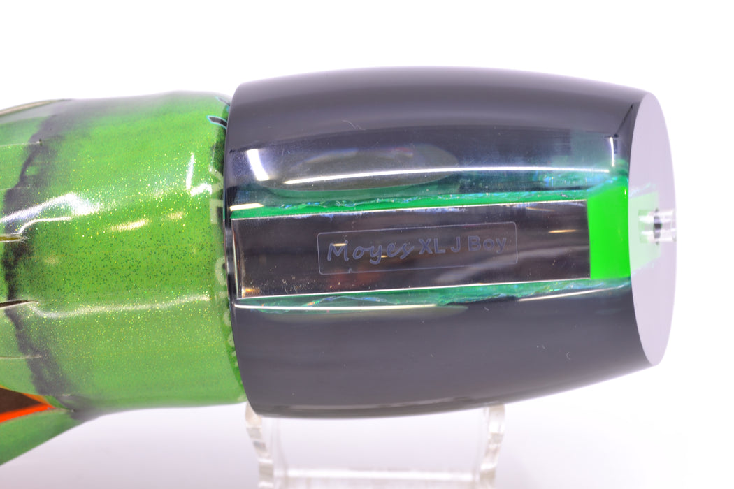 Moyes Lures Green-Orange Dichro Black Back XL J-Boy Teaser 16.3oz FT Vinyl Green Tiger GZE