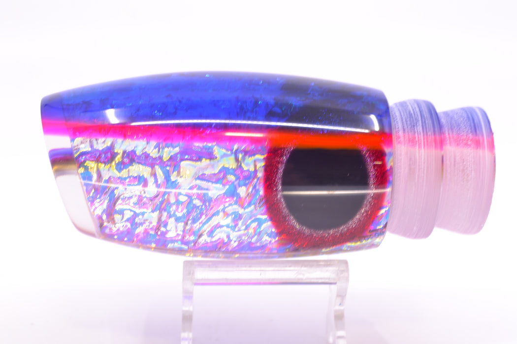 Coggin Lures Ice Rainbow Dichro Blue-Pink Back Black-Red Eyes Maui Plunger 14" 9oz