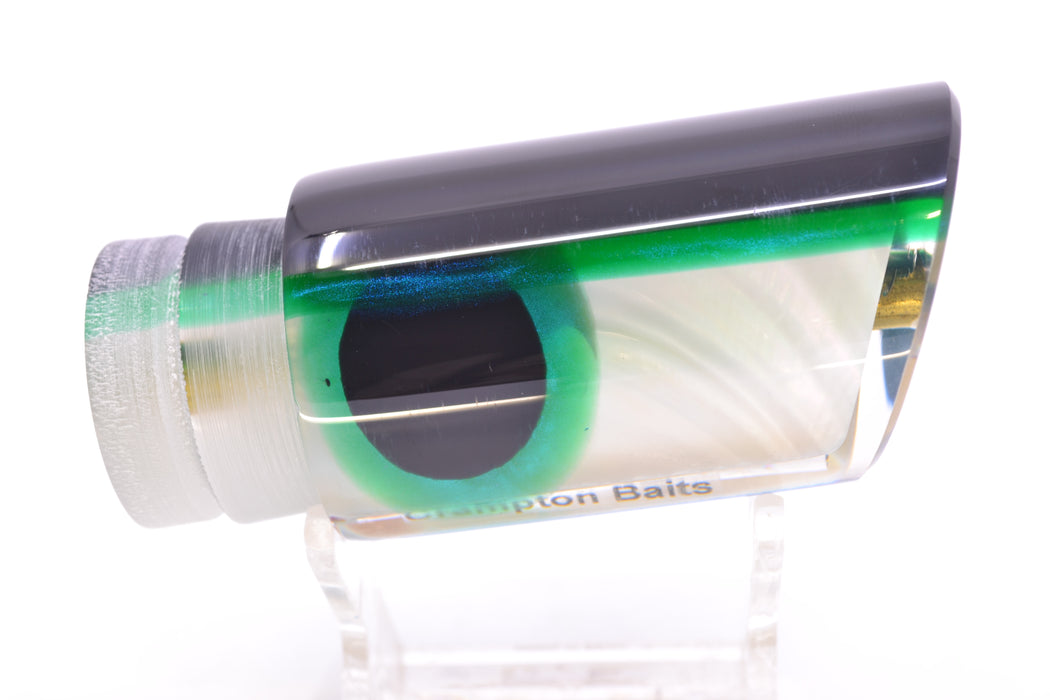 Crampton Baits Real White MOP Black-Green Back Black-Green Eyes 1/4 Tonner 12" 4.5oz