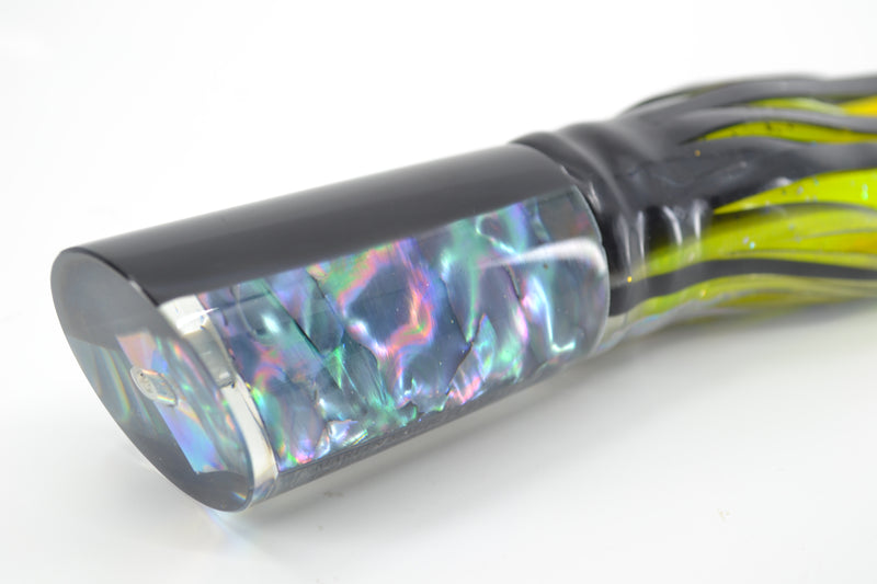 Marlin Magic Abalone Black Back No Eyes Reverse Taper Large Tube 12" 8.6oz Skirted