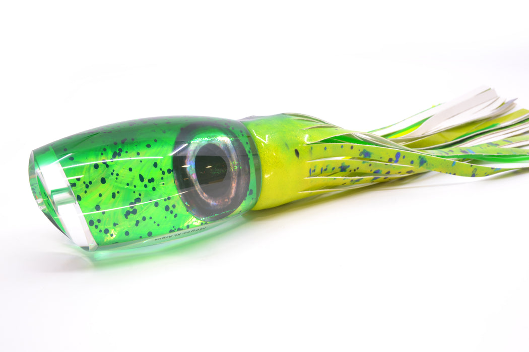 Moyes Lures Mahi MOP Green Back XL Argus Teaser 25.5oz Fire Tailz Vinyl Mahi