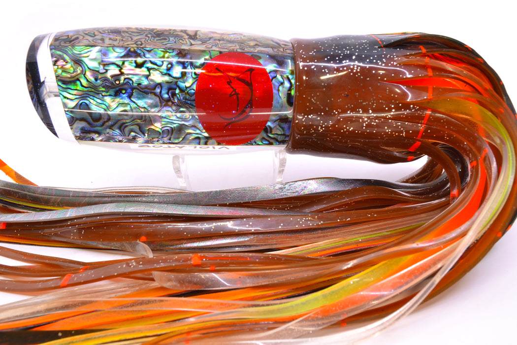 Bonze Lures Paua Shell Red Eyes Violator 14" 17oz Skirted Root Beer-Black Kajiki