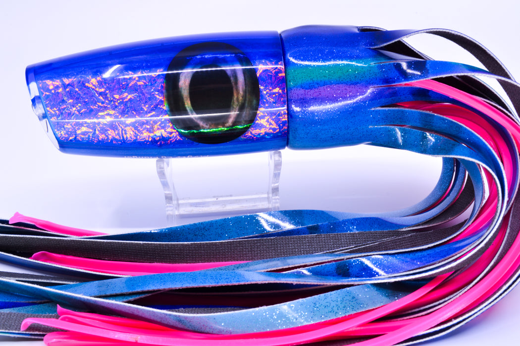 Moyes Lures Pink-Blue Dichro Blue Back Large Plunger 14" 11oz FT Vinyl Blueberry