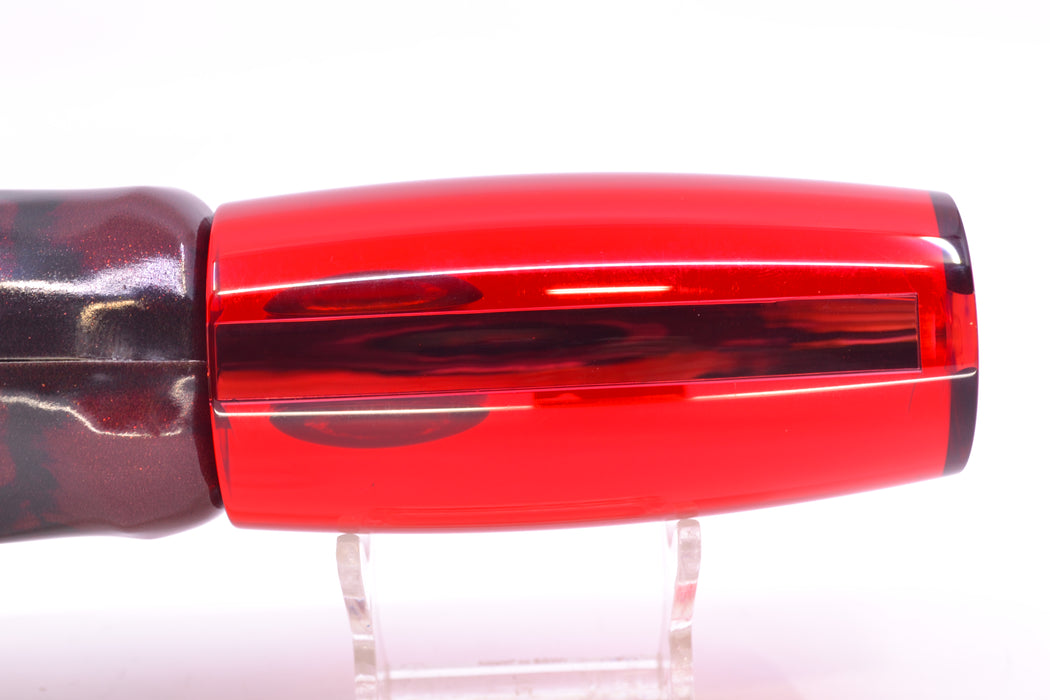 Moyes Lures Red Mirrored Taxi Eyes XL Shotgun 14" 11oz Fire Tailz Vinyl Red Tiger GZE