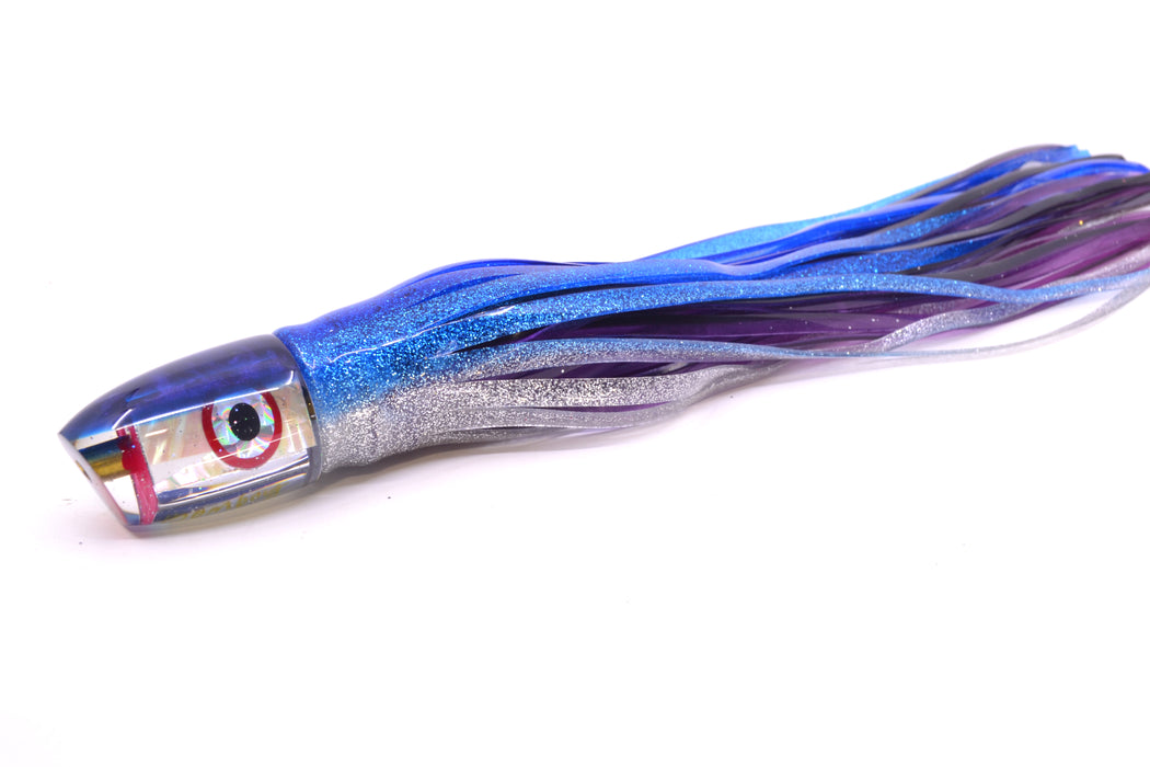 Bomboy Lures White Abalone Blue Back Ahi Bomb 9" 4oz Skirted Blue-Silver/Black-Purple