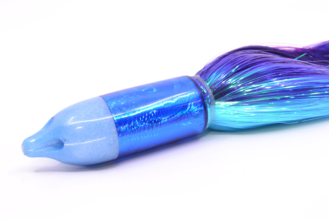 Jackpot Lures Blue Pearl Nose Rainbow Swirl 4-Hole Big Blue 12" 14oz EZ Flash Purple-Ice Blue