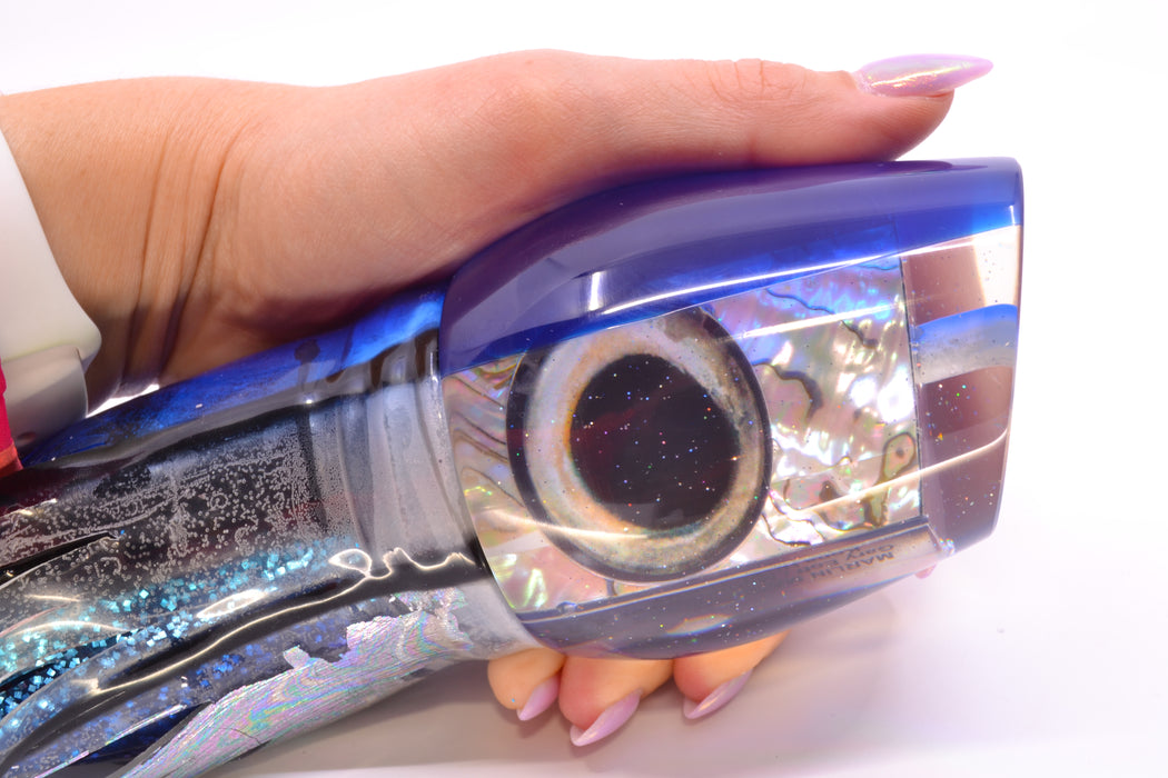 Marlin Magic White Abalone Blue Back Taxi Eyes XL Hibby 16" 18oz Skirted Blue Skipjack GZE