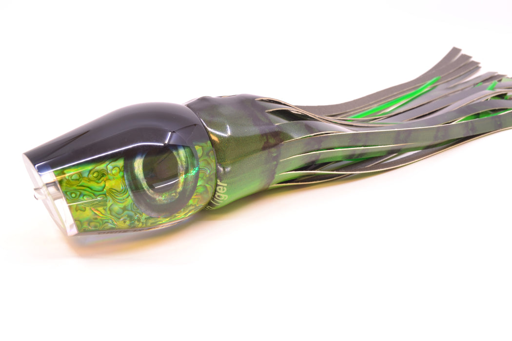 Moyes Lures Green Paua Black Back XL Sumo 16" 16.4oz FT Vinyl Green Tiger