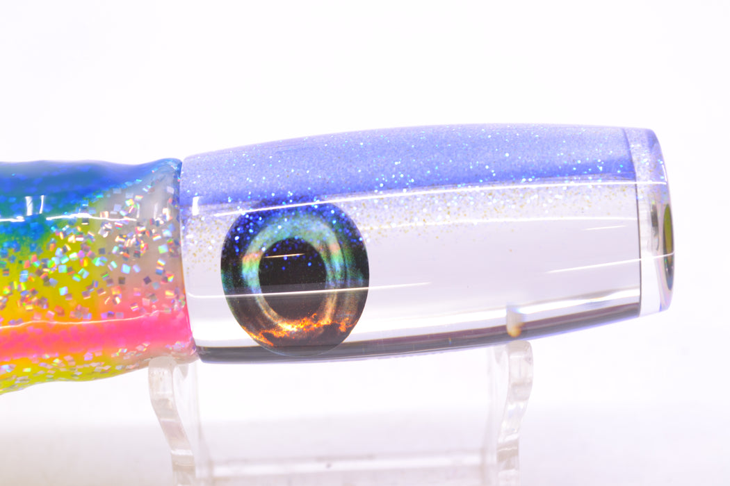 Moyes Lures Clear Mirrored Blue Glitter Back Taxi Eyes Small Shotgun 9" 4oz Skirted GZE