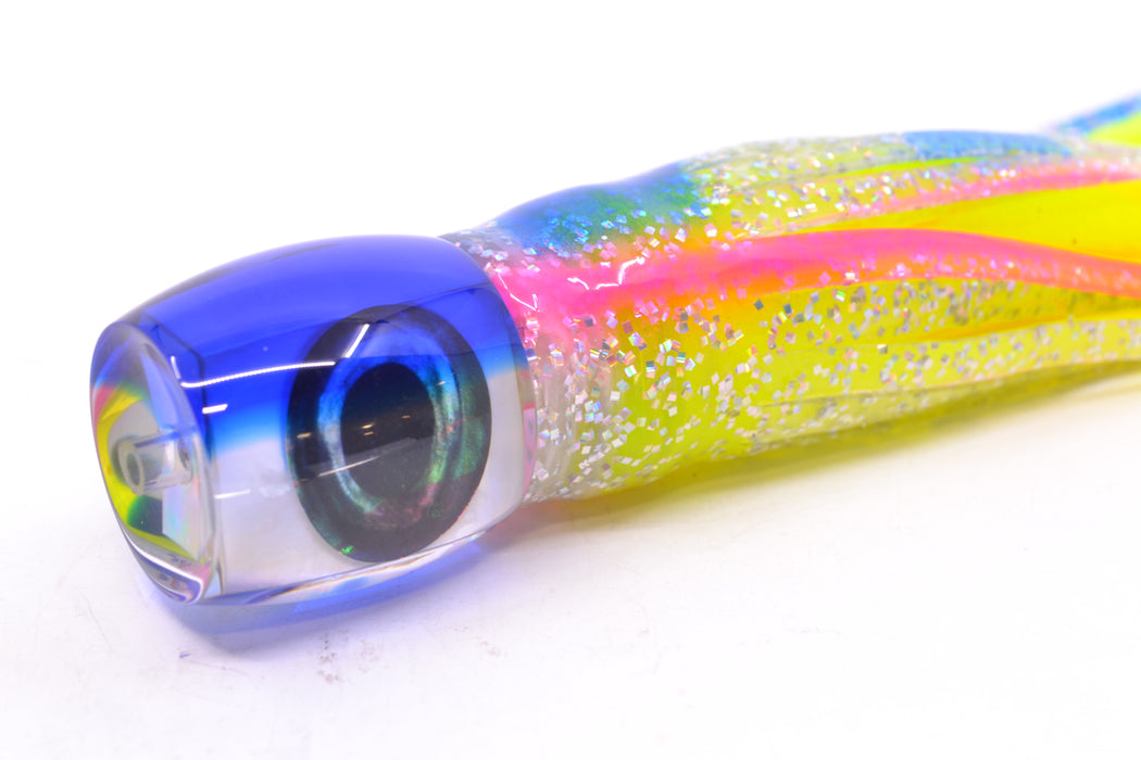 Moyes Lures White MOP Blue Back Taxi Eyes Small Secret 9" 3oz Skirted Holo-Blue Bars