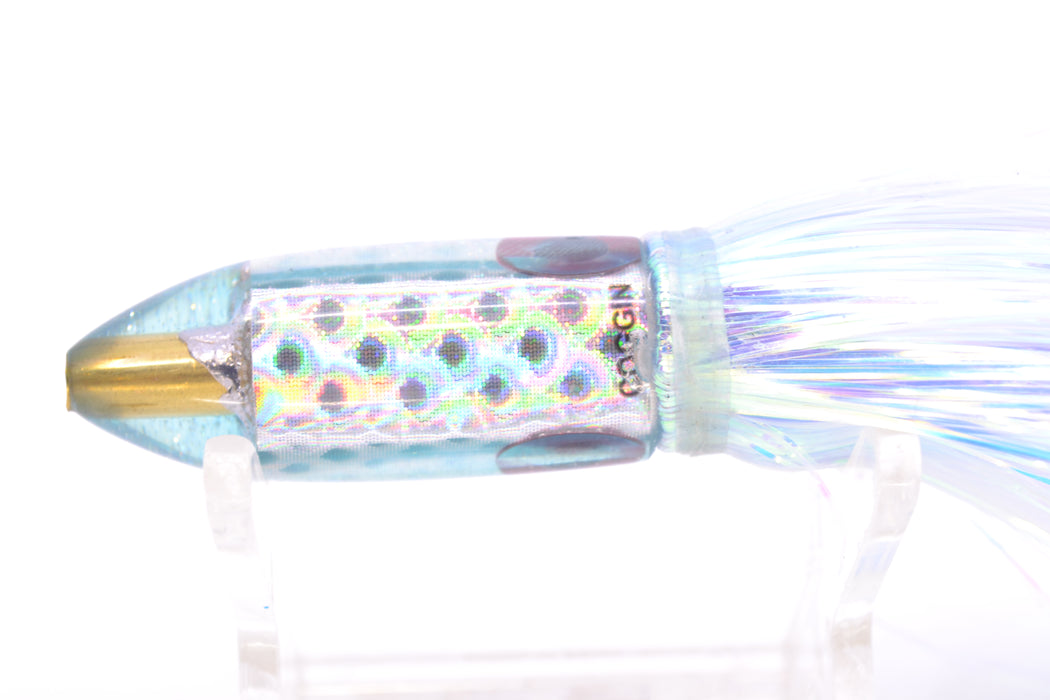 Coggin Lures Silver Rainbow Scale Ice Blue Back Peanut Dart 4.5" 1.5oz Flashabou GZE