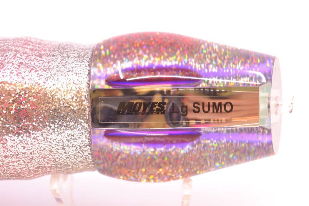 Moyes Lures Clear Mirrored Purple-Silver Back Red Eyes Large Sumo 14" 13.8oz Skirted