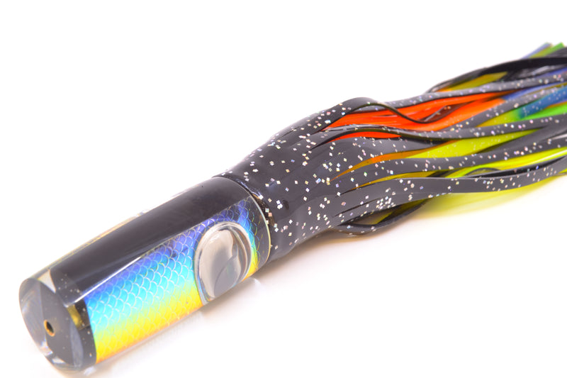 Koya Lures Rainbow Scale Black Pearl Hard Head 9" 4oz Skirted Black/Orange-Yellow-Blue