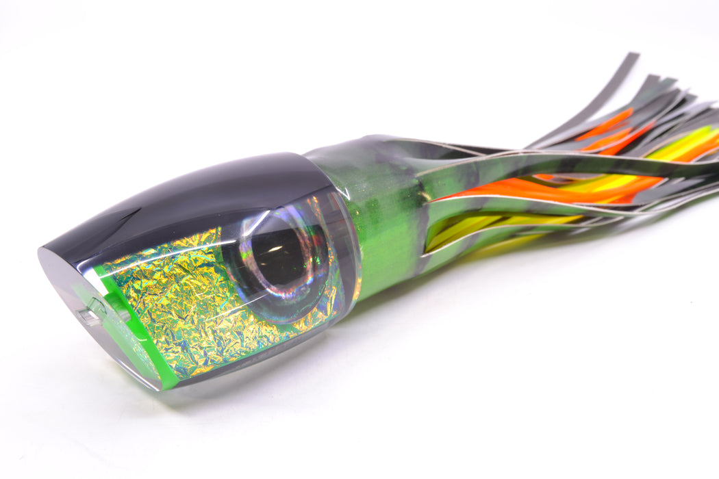 Moyes Lures Green-Orange Dichro Black Back XL J-Boy Teaser 16.3oz FT Vinyl Green Tiger GZE