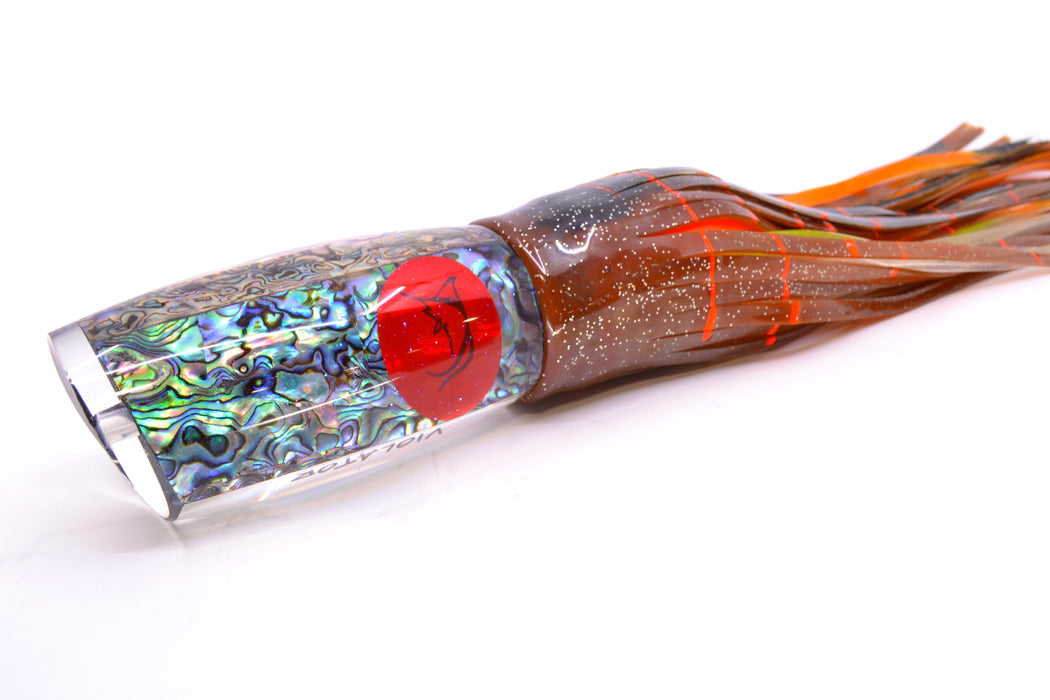 Bonze Lures Paua Shell Red Eyes Violator 14" 17oz Skirted Root Beer-Black Kajiki