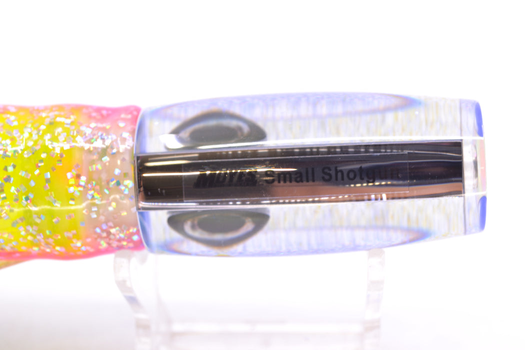 Moyes Lures Clear Mirrored Blue Glitter Back Taxi Eyes Small Shotgun 9" 4oz Skirted GZE