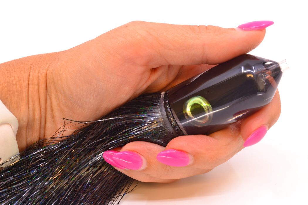 Moyes Lures Black Pearl Black Back 2-Hole Small Sniper Jet 9" 5.7oz Strobez Black/Chartreuse