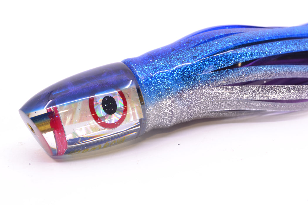 Bomboy Lures White Abalone Blue Back Ahi Bomb 9" 4oz Skirted Blue-Silver/Black-Purple