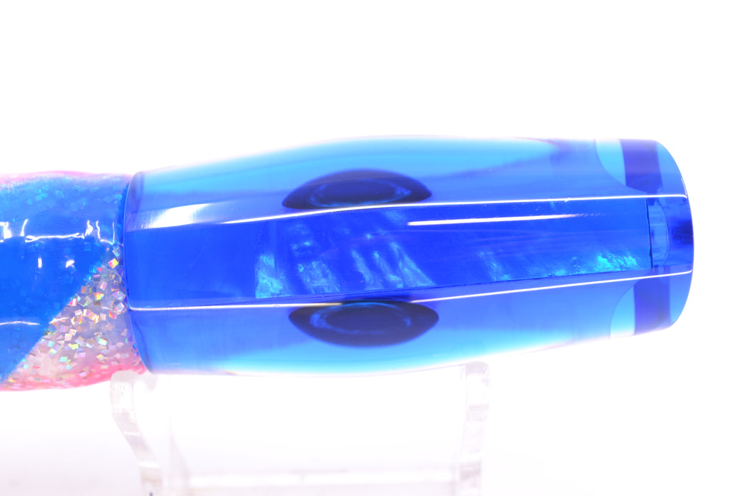 Moyes Lures White MOP Blue Back Small Dark-N-Stormy 9" 4.5oz Skirted Holo-Blue Bars