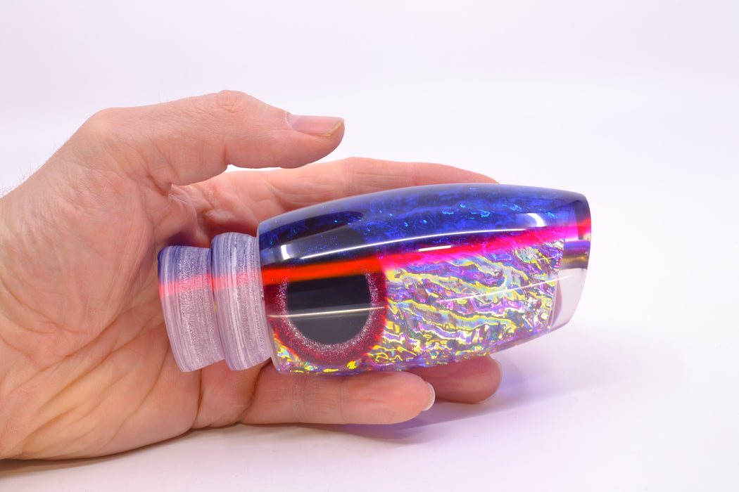Coggin Lures Ice Rainbow Dichro Blue-Pink Back Black-Red Eyes Maui Plunger 14" 9oz