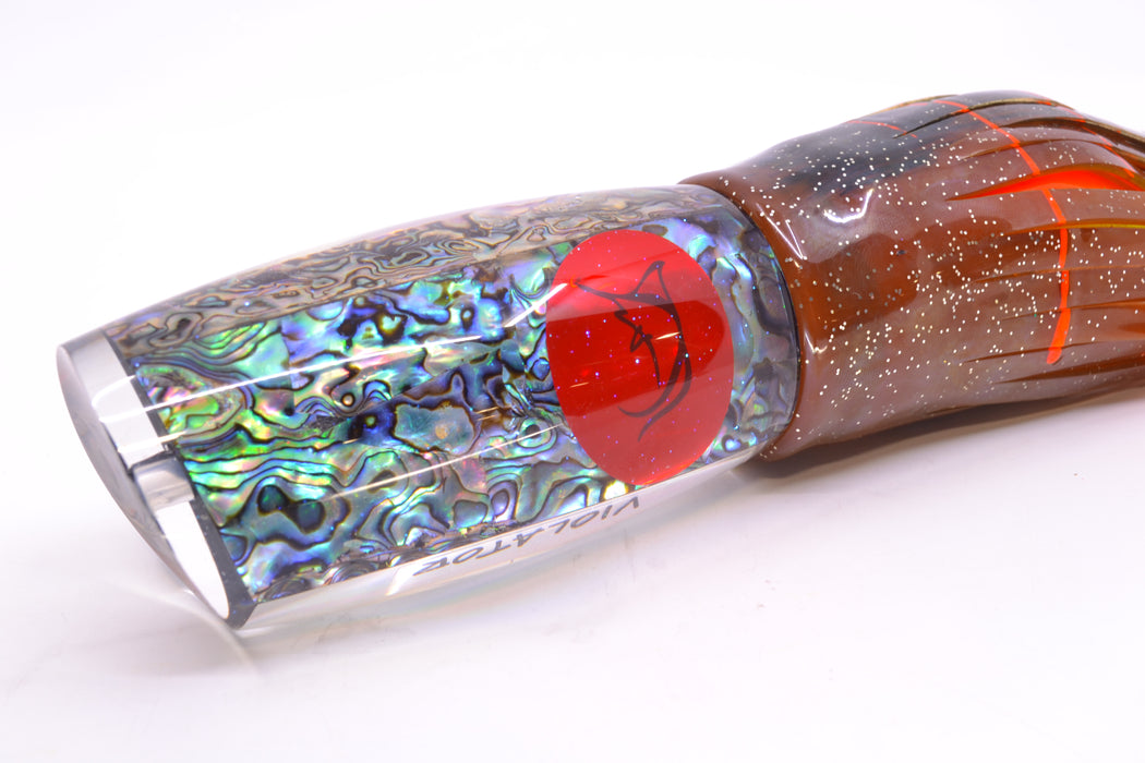 Bonze Lures Paua Shell Red Eyes Violator 14" 17oz Skirted Root Beer-Black Kajiki