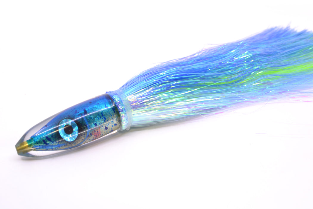 Tsutomu Lures Blue Mahi Fish Head Poke Bullet 6" 2.8oz Flashabou Blue-White