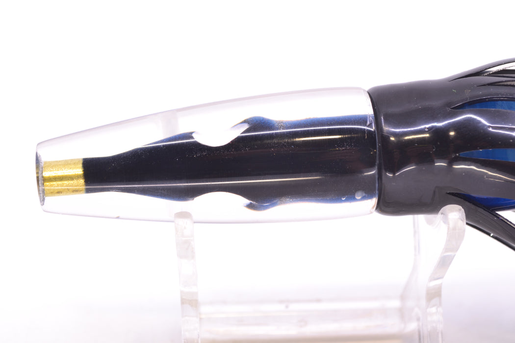 Tsutomu Lures Black-Blue-Silver Fish Head Poke Invert 6" 3.2oz Skirted Black Skipjack