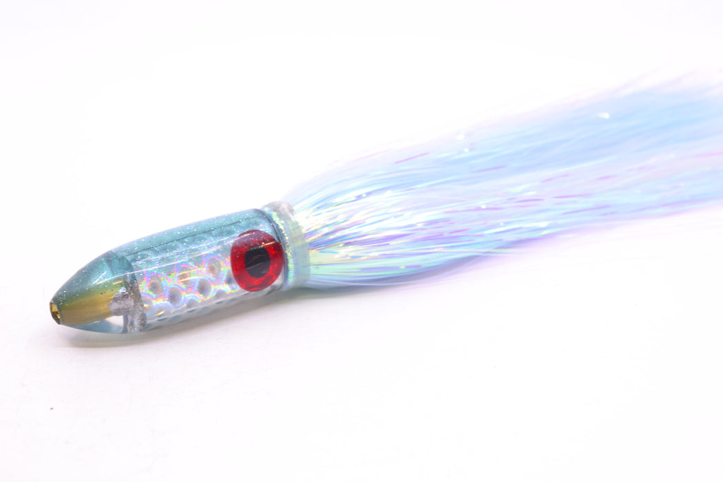 Coggin Lures Silver Rainbow Scale Ice Blue Back Peanut Dart 4.5" 1.5oz Flashabou GZE