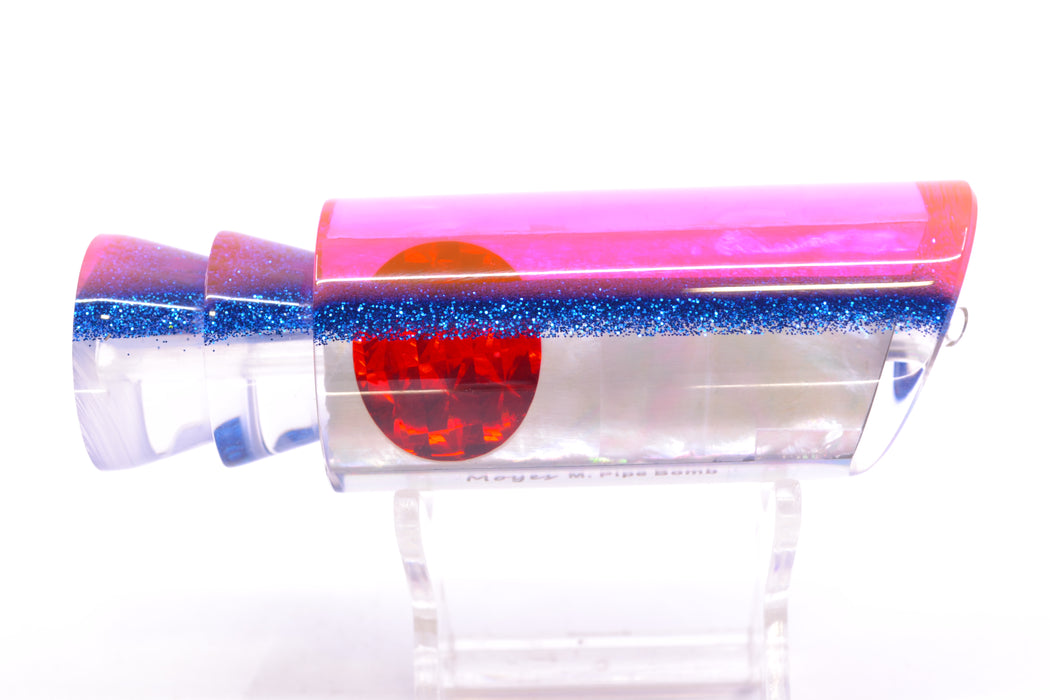 Moyes Lures White MOP Pink-Blue Back Red Eyes Medium Pipe Bomb 12" 4.6oz