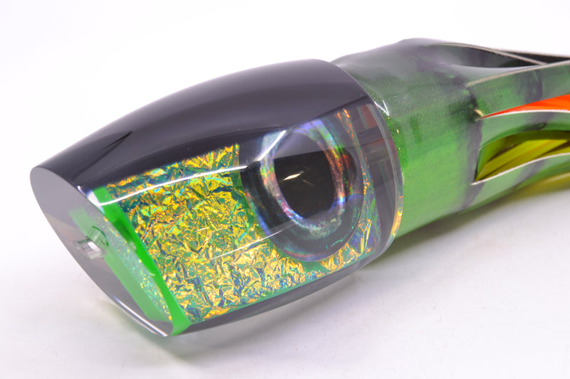 Moyes Lures Green-Orange Dichro Black Back XL J-Boy Teaser 16.3oz FT Vinyl Green Tiger