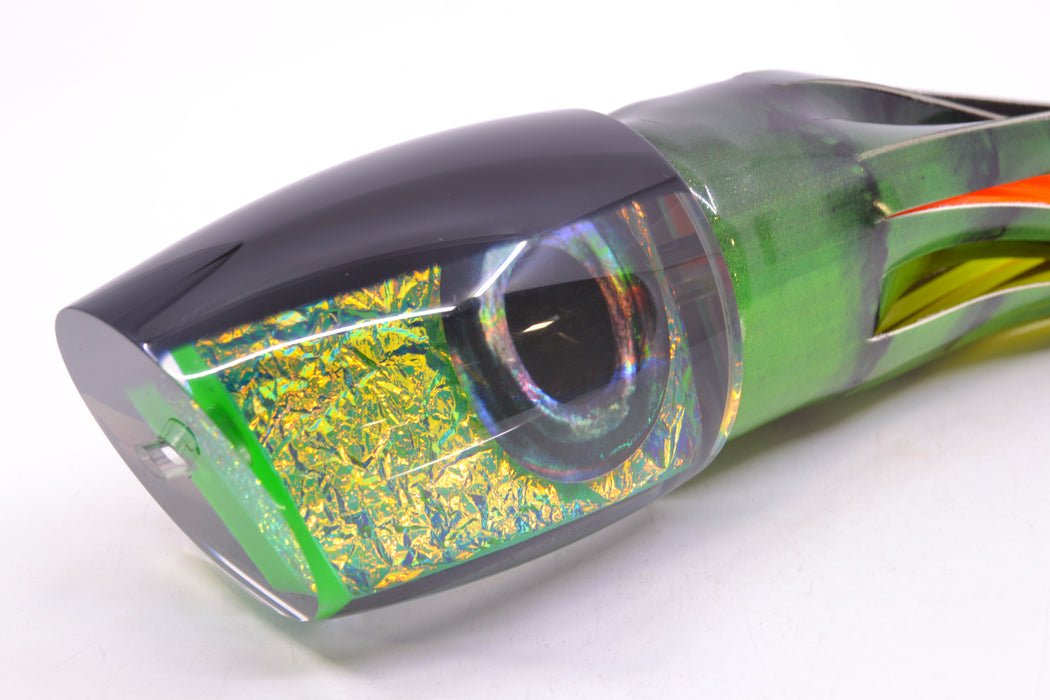 Moyes Lures Green-Orange Dichro Black Back XL J-Boy Teaser 16.3oz FT Vinyl Green Tiger GZE