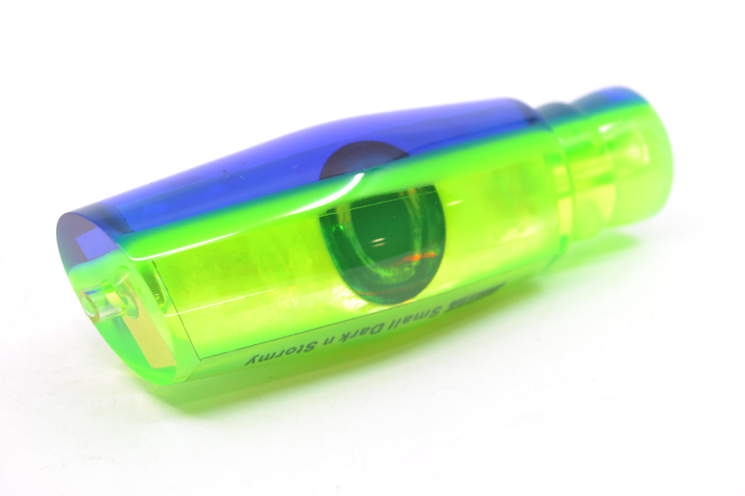 Moyes Lures Chartreuse MOP Blue-Green Back Taxi Eyes Small Dark-N-Stormy 9" 2.6oz