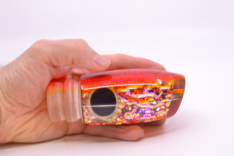 Coggin Lures Pink Rainbow Dichro Pink-Yellow Back Black-Holo Eyes Maui Plunger 14" 9oz