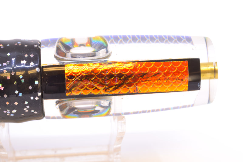 Koya Lures Rainbow Scale Black Pearl Hard Head 9" 4oz Skirted Black/Orange-Yellow-Blue