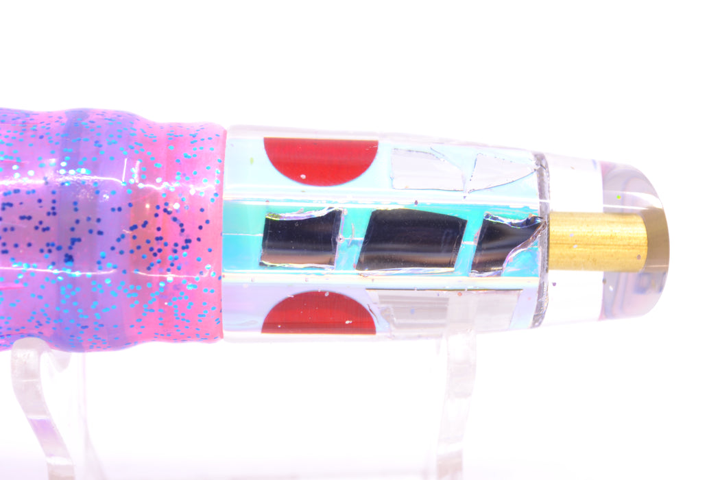 Tanigawa Lures Ice Rainbow Cracked Glass Red Eyes Small Slant 7" 4oz Skirted Pink/Blue