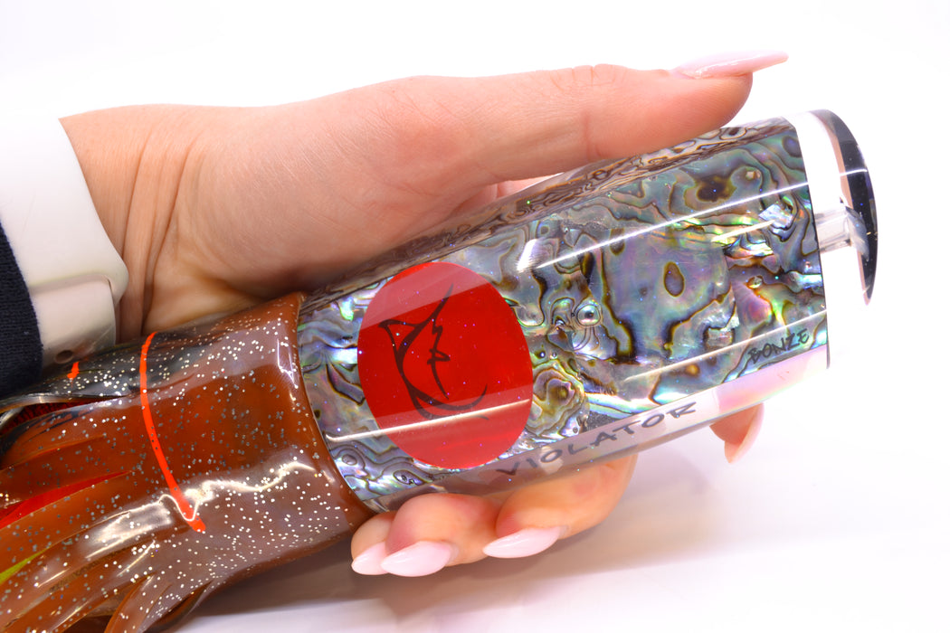 Bonze Lures Paua Shell Red Eyes Violator 14" 17oz Skirted Root Beer-Black Kajiki