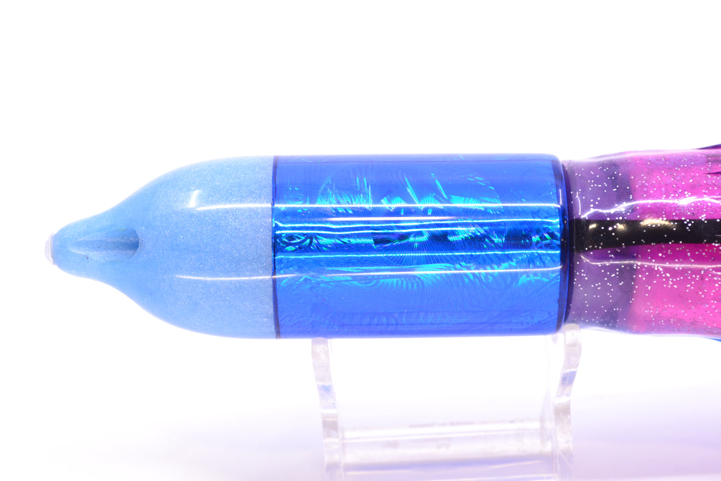 Jackpot Lures Blue Pearl Nose Rainbow Swirl 4-Hole Big Blue 12" 14.5oz Skirted Purple-Blue