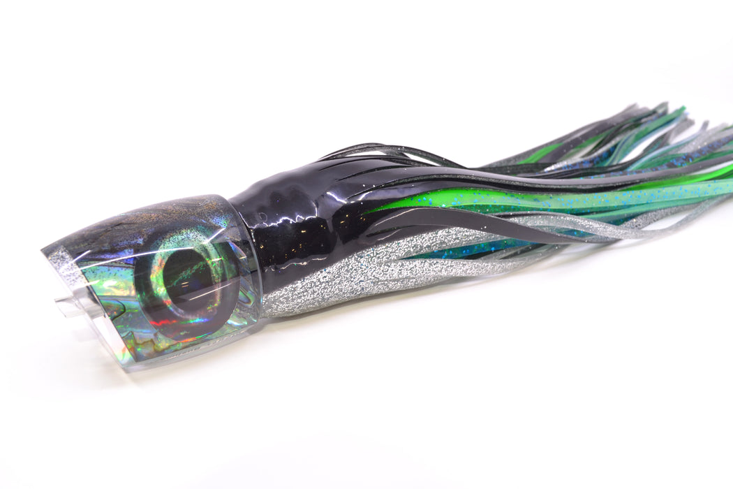 Moyes Lures Blue-Purple Abalone Black Back Taxi Eyes Bushmaster 12" 10oz Skirted Black-Silver GZE