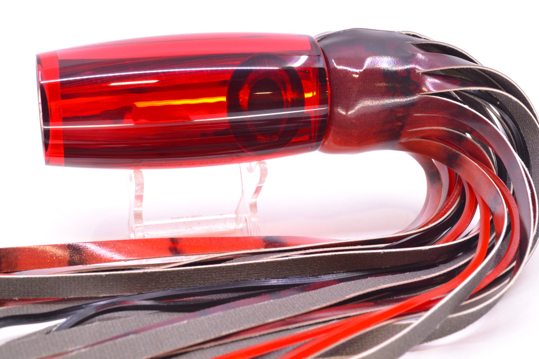 Moyes Lures Red Mirrored Taxi Eyes XL Shotgun 14" 11oz Fire Tailz Vinyl Red Tiger GZE