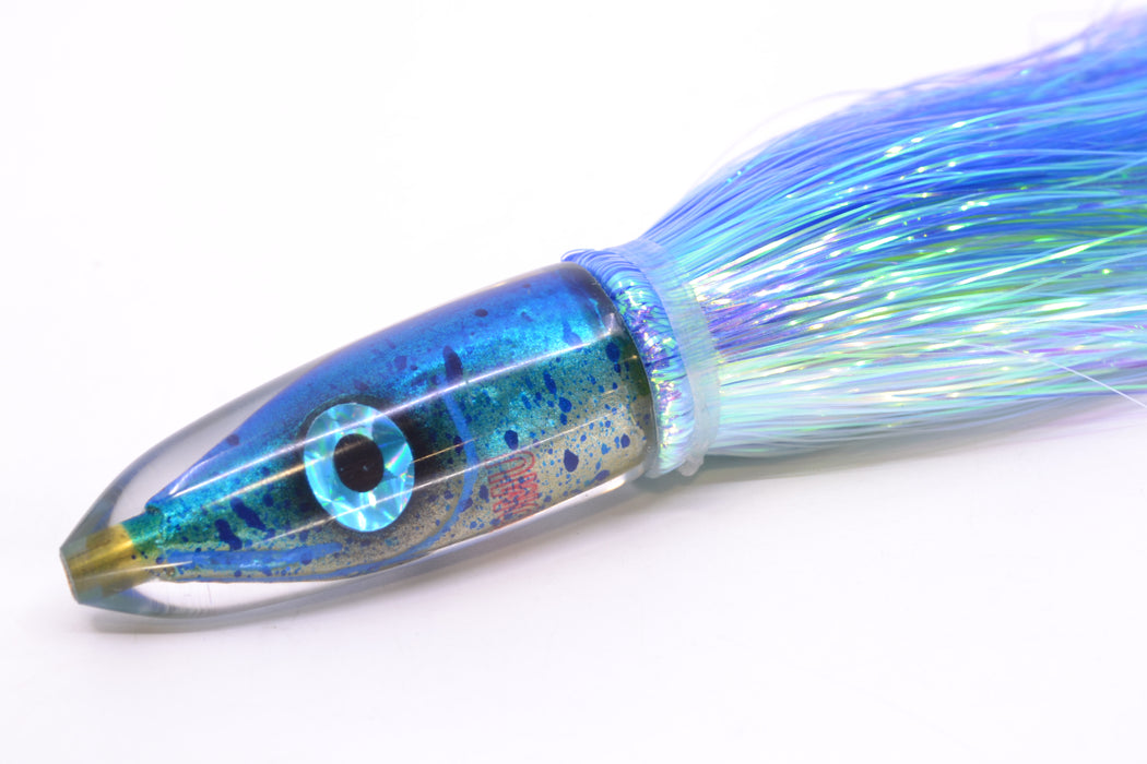 Tsutomu Lures Blue Mahi Fish Head Poke Bullet 6" 2.8oz Flashabou Blue-White