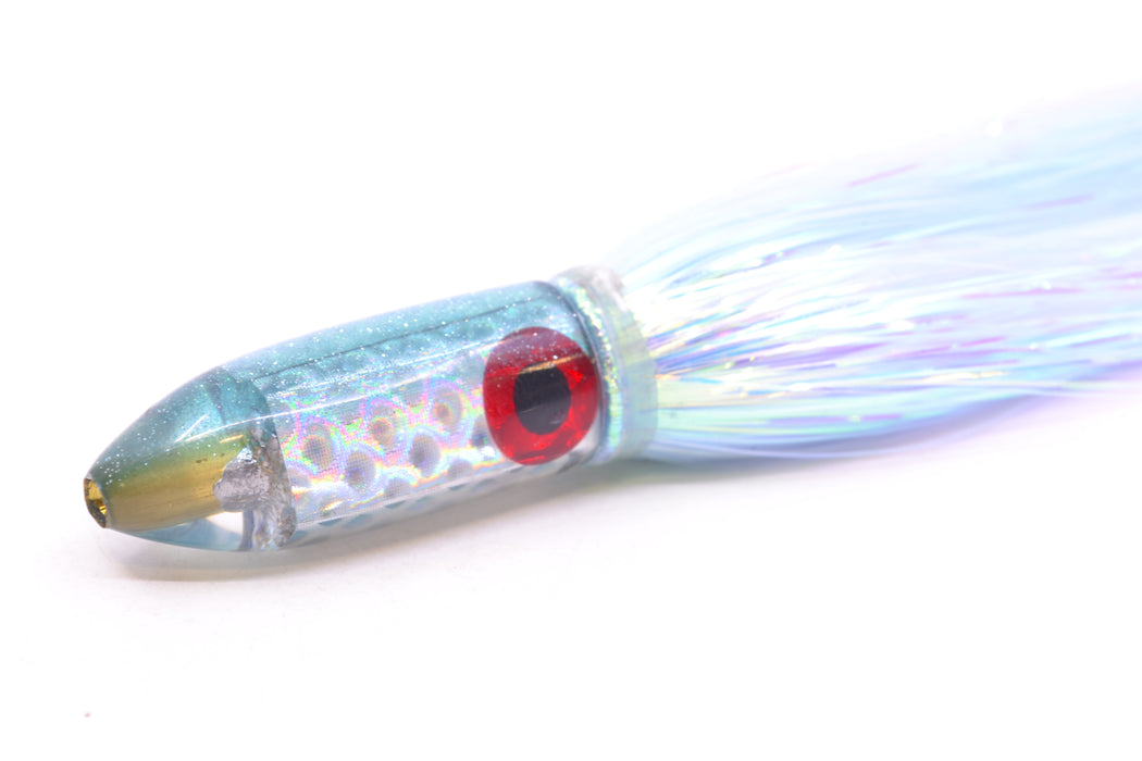 Coggin Lures Silver Rainbow Scale Ice Blue Back Peanut Dart 4.5" 1.5oz Flashabou GZE