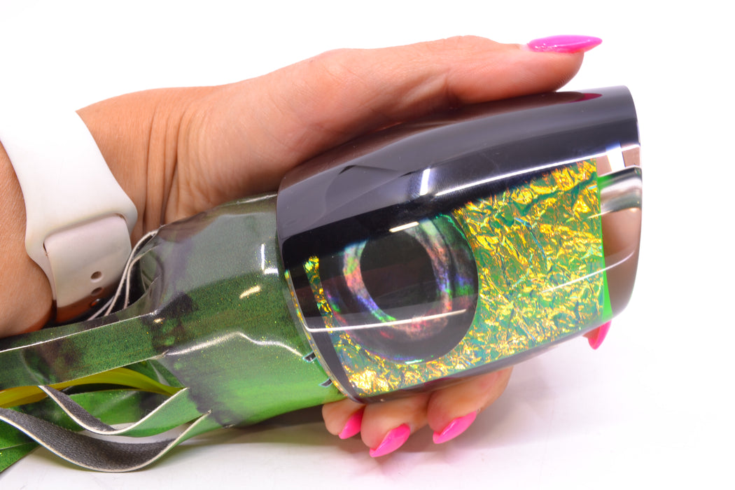 Moyes Lures Green-Orange Dichro Black Back XL J-Boy Teaser 16.3oz FT Vinyl Green Tiger GZE