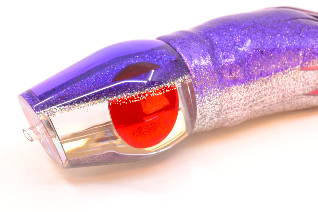 Moyes Lures Clear Mirrored Purple-Silver Back Red Eyes Large Sumo 14" 13.8oz Skirted