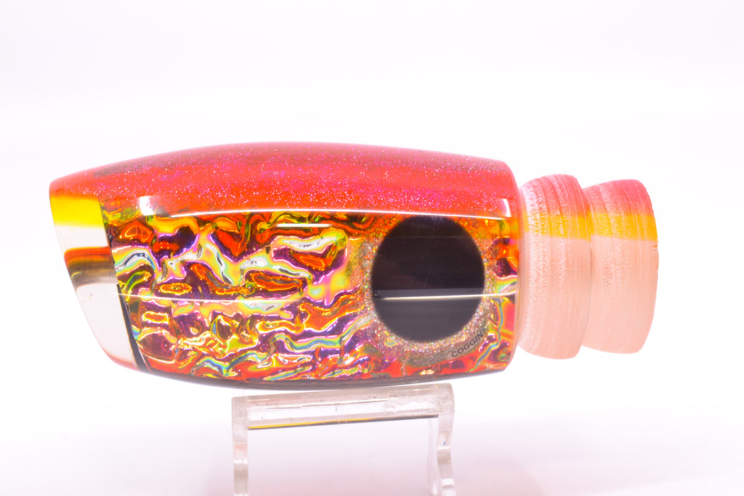 Coggin Lures Pink Rainbow Dichro Pink-Yellow Back Black-Holo Eyes Maui Plunger 14" 9oz