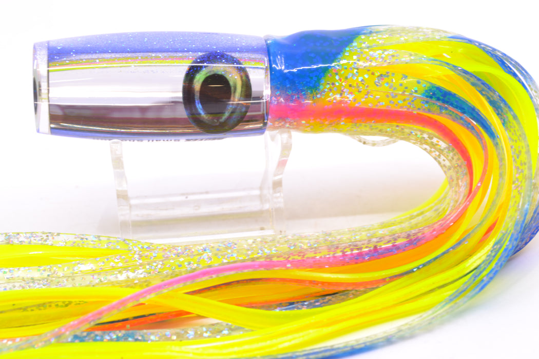 Moyes Lures Clear Mirrored Blue Glitter Back Taxi Eyes Small Shotgun 9" 4oz Skirted GZE