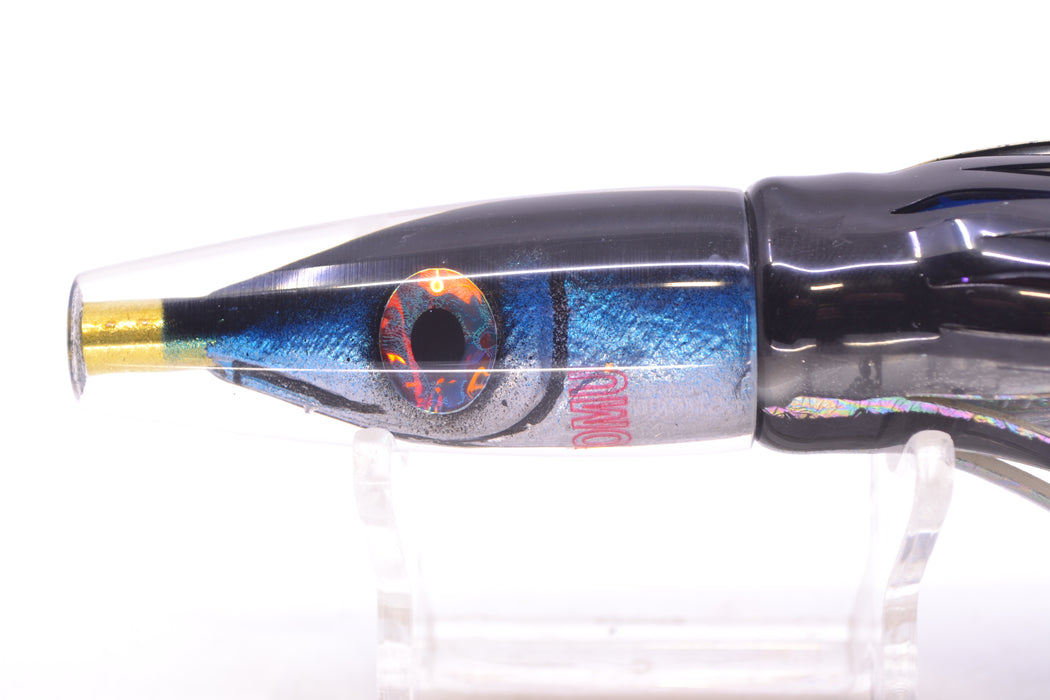 Tsutomu Lures Black-Blue-Silver Fish Head Poke Invert 6" 3.2oz Skirted Black Skipjack