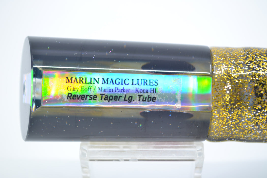 Marlin Magic Golden MOP Black Back Red Eyes Reverse Taper Large Tube 12" 8.6oz Skirted
