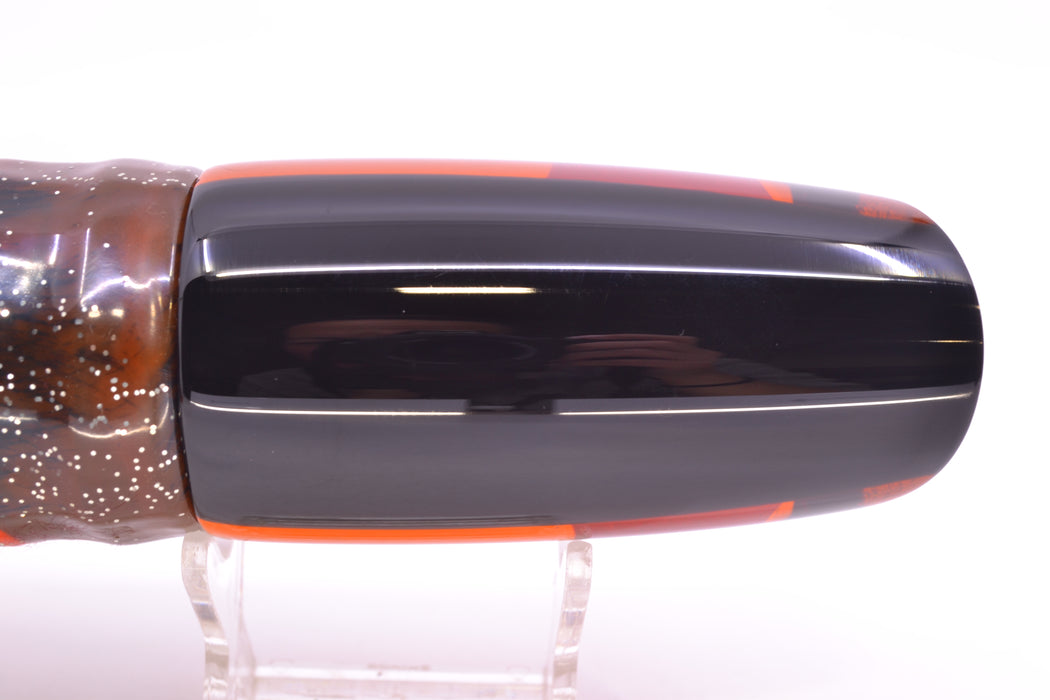 Koya Lures Amber Mirrored Black Back Medium Poi Dog 14" 11oz Skirted Root Beer-Black Kajiki