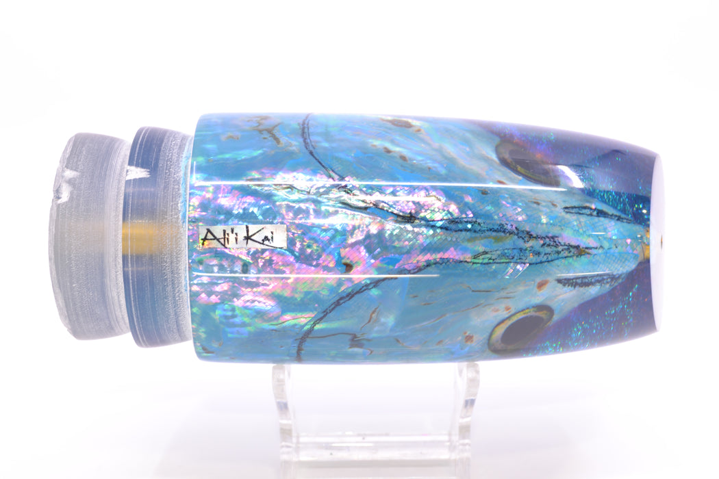 Ali'i Kai Lures Blue-Pink Shell Blue-Turquoise Chameleon Back Fish Head XL Plunger 16" 14oz GZE