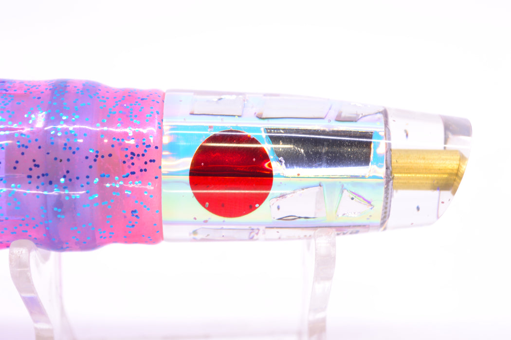 Tanigawa Lures Ice Rainbow Cracked Glass Red Eyes Small Slant 7" 4oz Skirted Pink/Blue